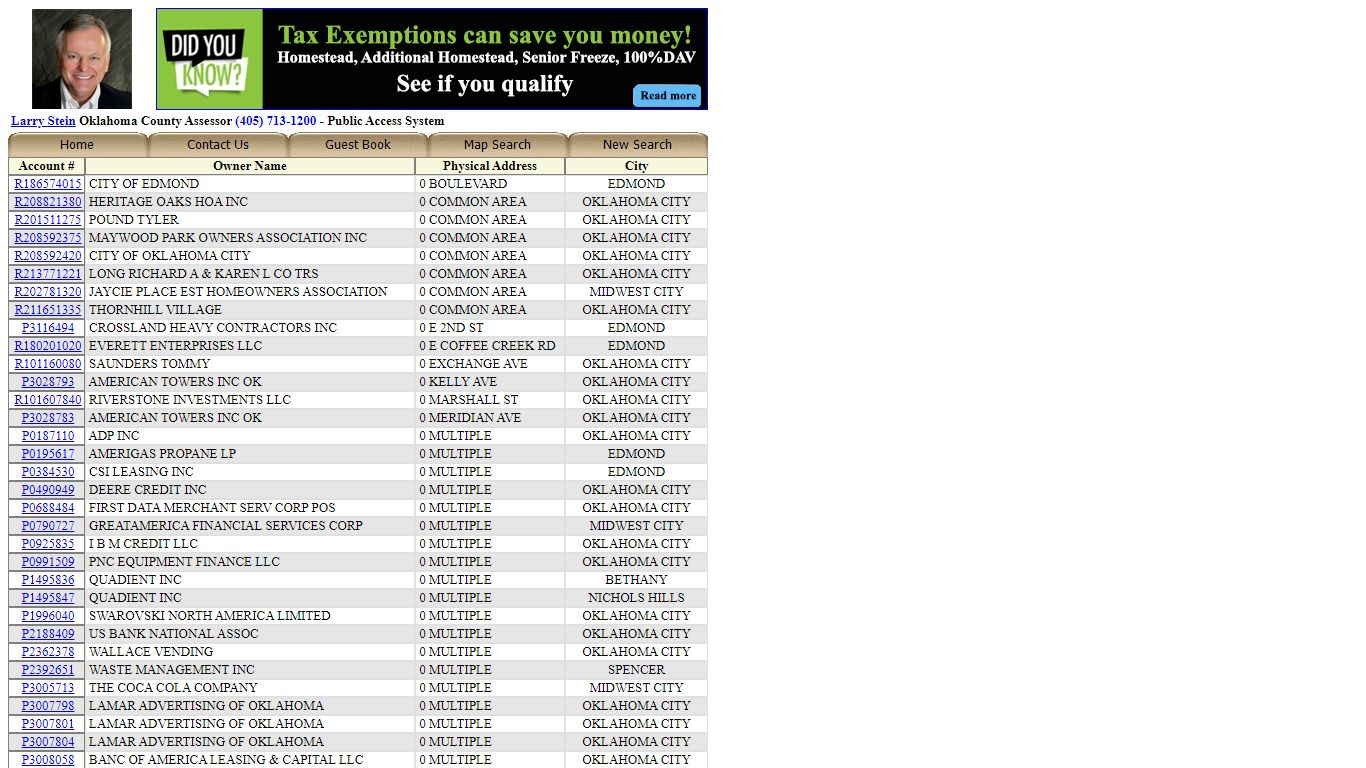 WP50 Oklahoma County Assessor Address Search